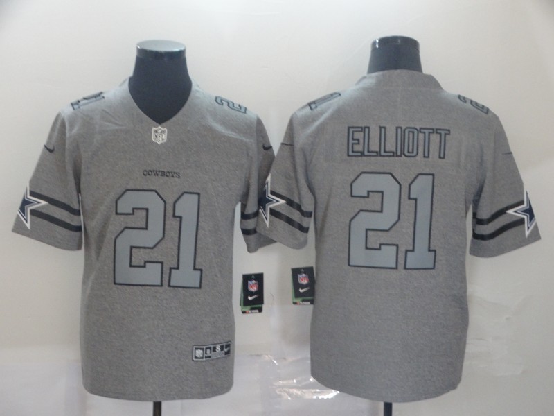 Men's Dallas Cowboys Ezekiel Elliott #21 Gray Jersey